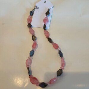 Pink And Gray Stone Necklace
